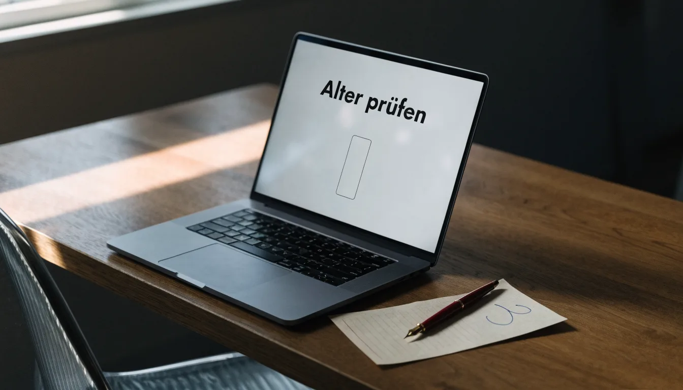 Ein aufgeschlagenes Buch mit leeren Seiten liegt neben einem Füllfederhalter auf einer Holzplatte, Fensterlicht fällt von links.